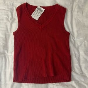 Brandy Melville red sweater vest knit v neck  - new with tag